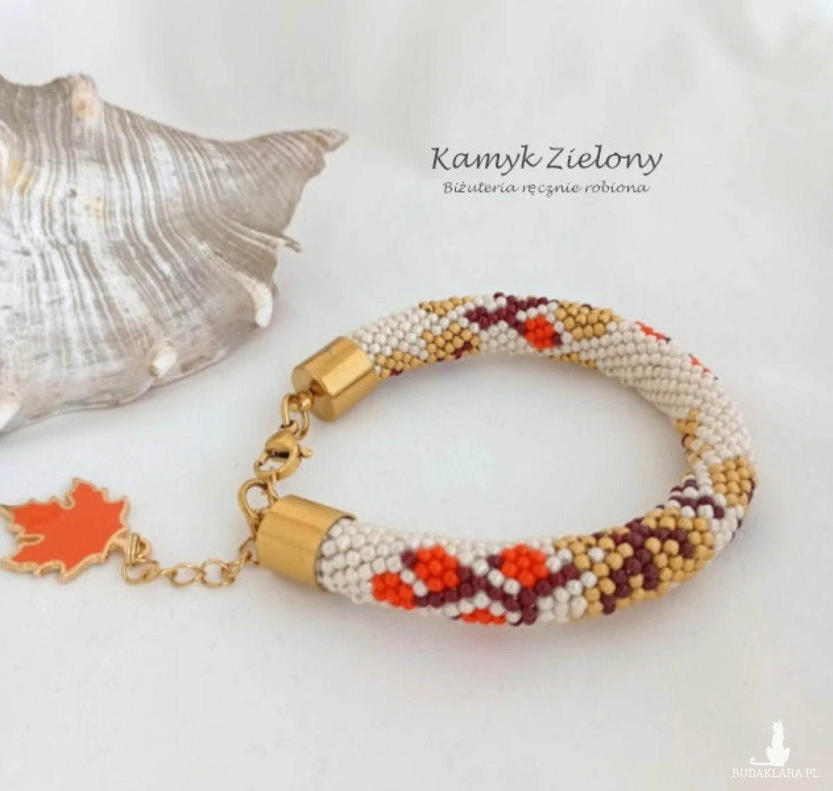 Bransoletka w jesienne liście - wykończenia ze stali chirurgicznej